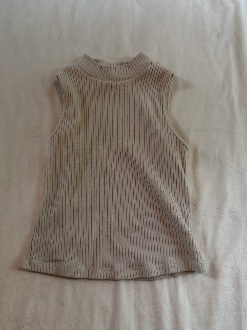 Old Navy Cream Ribbed Mock Neck Sleeveless Tank